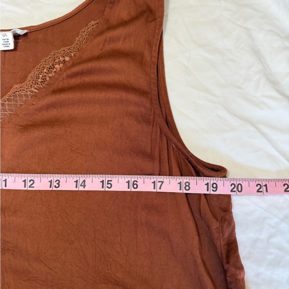 Tribal Jeans Burnt Orange Lace Trim Tank Top Rayon Spandex Size Large - Picture 6 of 6